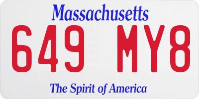 MA license plate 649MY8