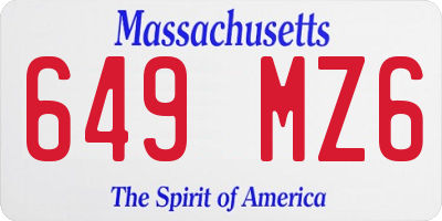 MA license plate 649MZ6