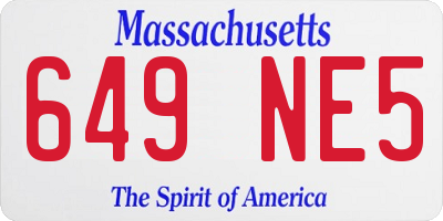 MA license plate 649NE5