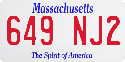 MA license plate 649NJ2