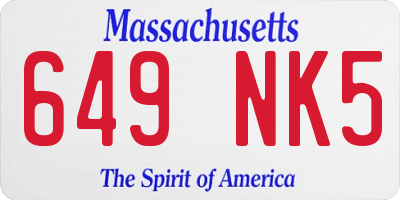 MA license plate 649NK5
