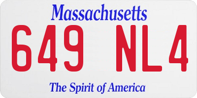 MA license plate 649NL4
