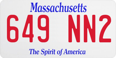 MA license plate 649NN2