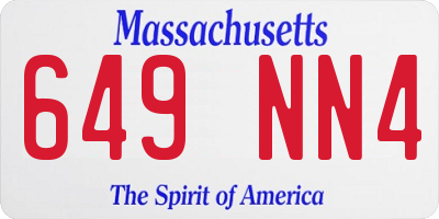 MA license plate 649NN4