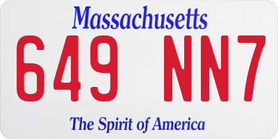 MA license plate 649NN7
