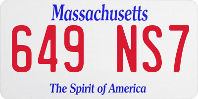 MA license plate 649NS7
