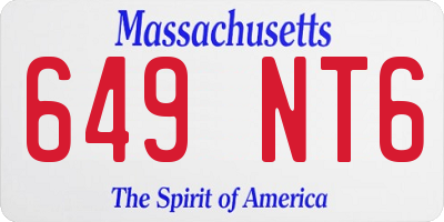 MA license plate 649NT6