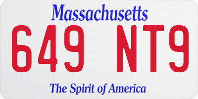 MA license plate 649NT9