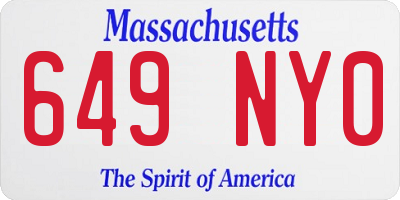 MA license plate 649NY0