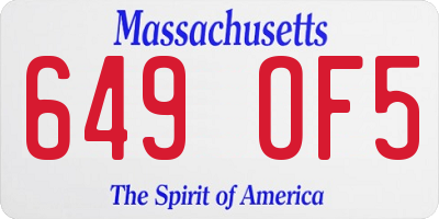 MA license plate 649OF5