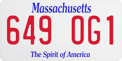 MA license plate 649OG1