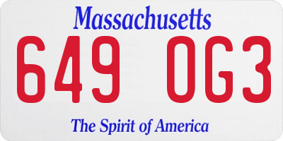 MA license plate 649OG3