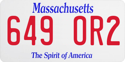 MA license plate 649OR2