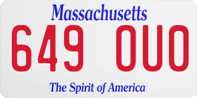 MA license plate 649OU0