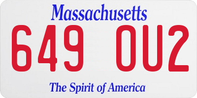 MA license plate 649OU2