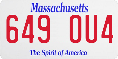 MA license plate 649OU4