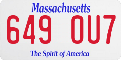 MA license plate 649OU7