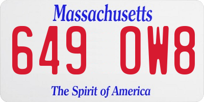 MA license plate 649OW8
