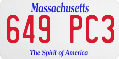 MA license plate 649PC3