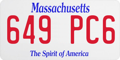 MA license plate 649PC6