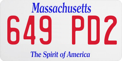 MA license plate 649PD2