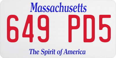 MA license plate 649PD5