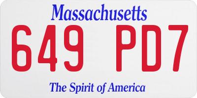 MA license plate 649PD7