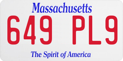 MA license plate 649PL9