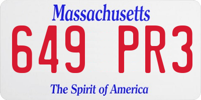 MA license plate 649PR3