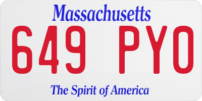 MA license plate 649PY0