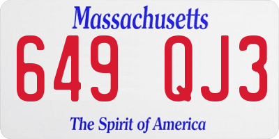 MA license plate 649QJ3