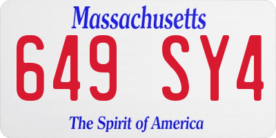MA license plate 649SY4