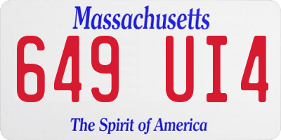 MA license plate 649UI4