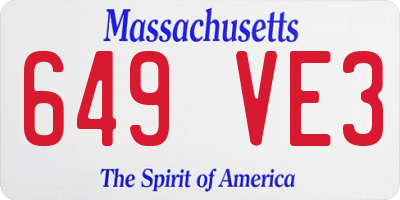 MA license plate 649VE3