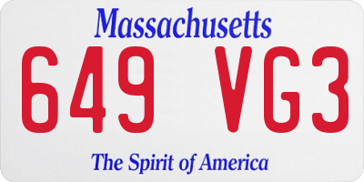 MA license plate 649VG3