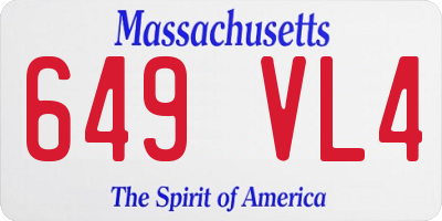 MA license plate 649VL4