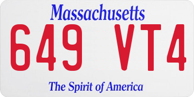 MA license plate 649VT4