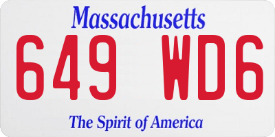 MA license plate 649WD6