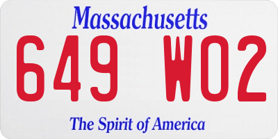 MA license plate 649WO2