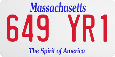 MA license plate 649YR1