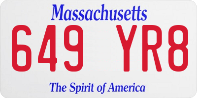 MA license plate 649YR8