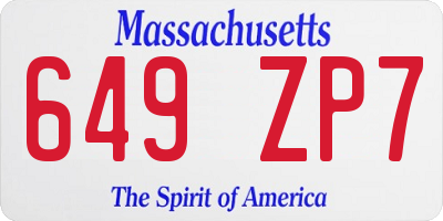 MA license plate 649ZP7