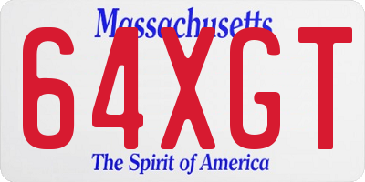 MA license plate 64XGT