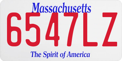 MA license plate 6547LZ