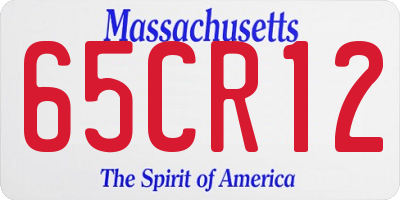 MA license plate 65CR12