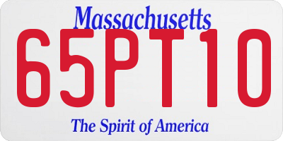 MA license plate 65PT10
