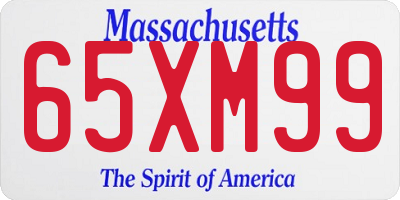 MA license plate 65XM99