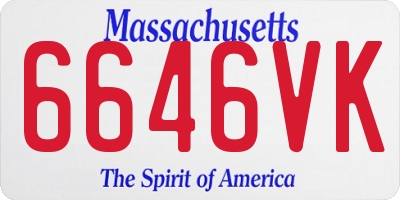 MA license plate 6646VK