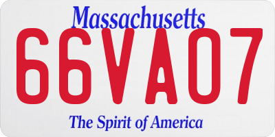 MA license plate 66VAO7