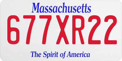 MA license plate 677XR22